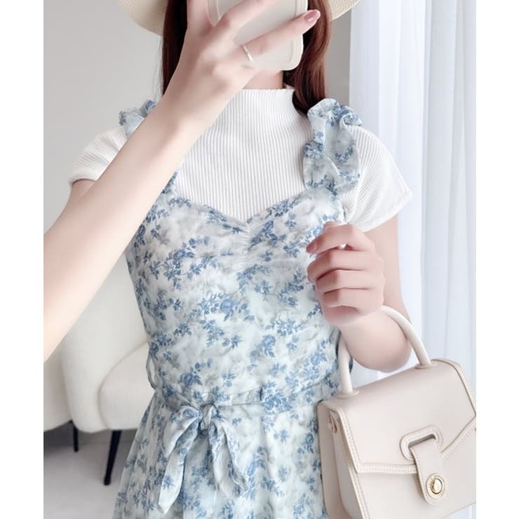存在感抜群の主役級item。花柄シフォンバルーンキャミワンピース[品番  