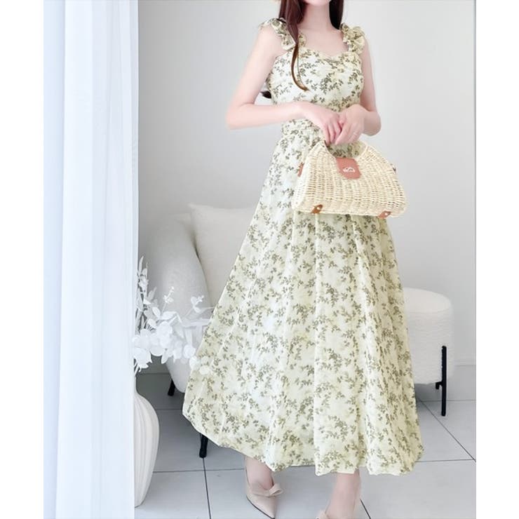 シフォン花柄キャミソールワンピース 花柄シフォンキャミワンピース[品番：MKSW0030873]｜MERCURYDUO