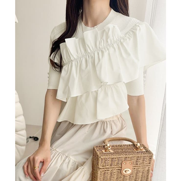 【mily bilet】大人の華やかな旬スタイル。パールボタンフリル使いサマーニ… | Classical Elf  | 詳細画像10 