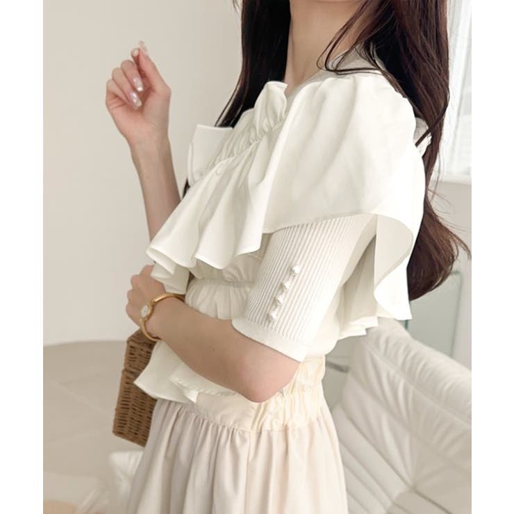 【mily bilet】大人の華やかな旬スタイル。パールボタンフリル使いサマーニ… | Classical Elf  | 詳細画像11 