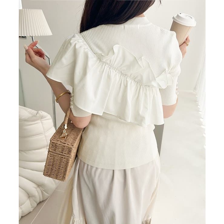 【mily bilet】大人の華やかな旬スタイル。パールボタンフリル使いサマーニ… | Classical Elf  | 詳細画像12 