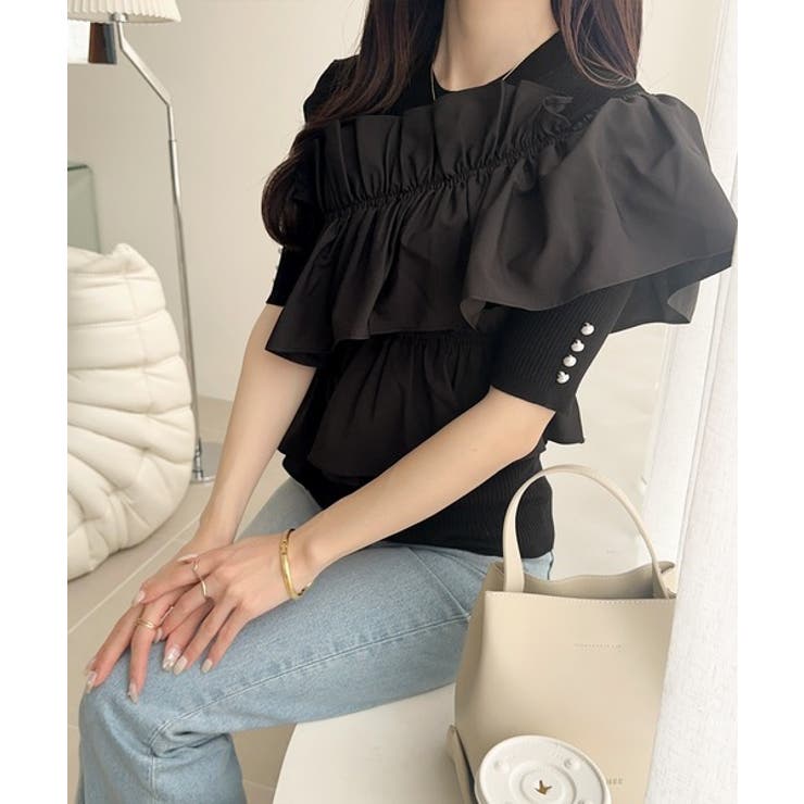 【mily bilet】大人の華やかな旬スタイル。パールボタンフリル使いサマーニ… | Classical Elf  | 詳細画像14 