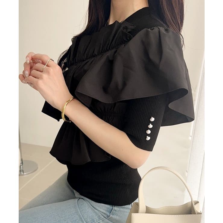 【mily bilet】大人の華やかな旬スタイル。パールボタンフリル使いサマーニ… | Classical Elf  | 詳細画像16 