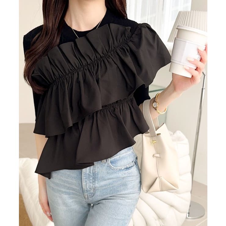 【mily bilet】大人の華やかな旬スタイル。パールボタンフリル使いサマーニ… | Classical Elf  | 詳細画像19 