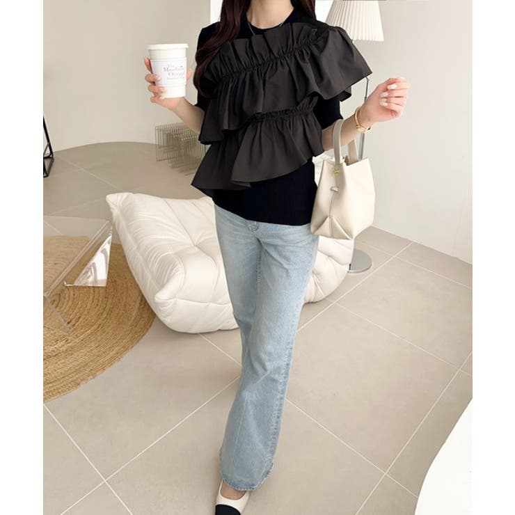 【mily bilet】大人の華やかな旬スタイル。パールボタンフリル使いサマーニ… | Classical Elf  | 詳細画像21 