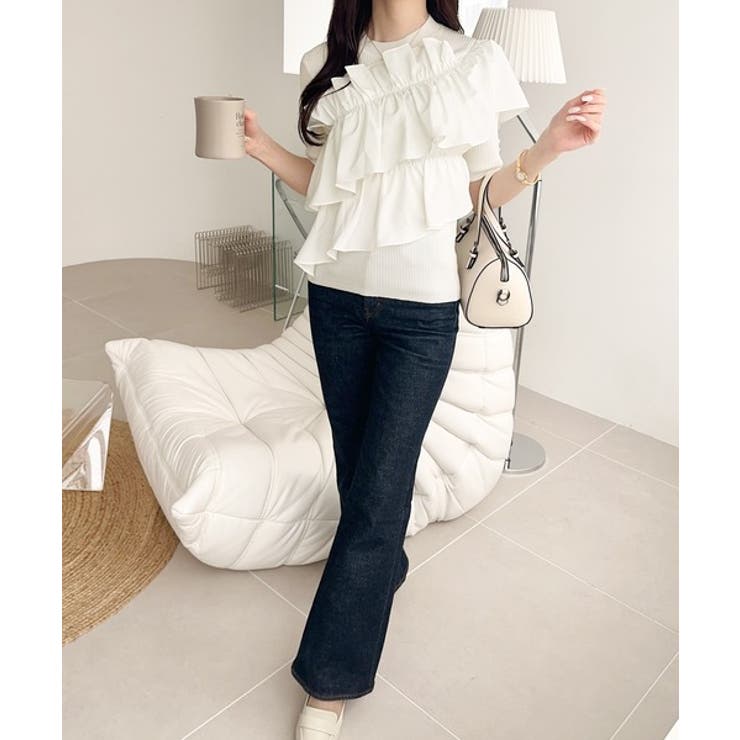 【mily bilet】大人の華やかな旬スタイル。パールボタンフリル使いサマーニ… | Classical Elf  | 詳細画像4 