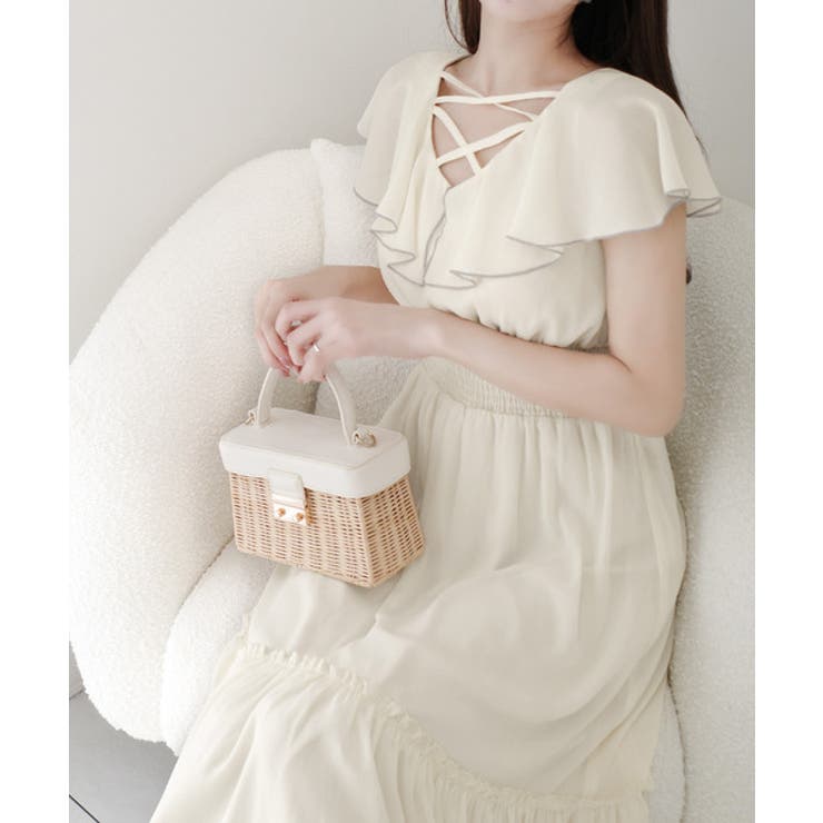 【mily bilet】今季上品に大活躍♪クロスデザイン楊柳使いフリル襟ワンピー… | Classical Elf  | 詳細画像7 