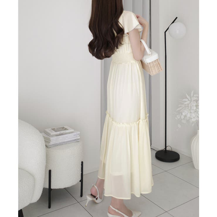 【mily bilet】今季上品に大活躍♪クロスデザイン楊柳使いフリル襟ワンピー… | Classical Elf  | 詳細画像8 