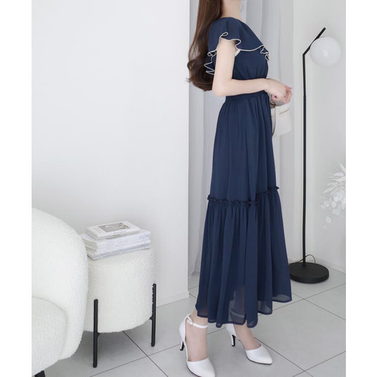 【mily bilet】今季上品に大活躍♪クロスデザイン楊柳使いフリル襟ワンピー… | Classical Elf  | 詳細画像18 