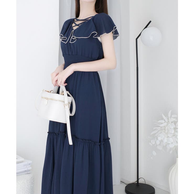 【mily bilet】今季上品に大活躍♪クロスデザイン楊柳使いフリル襟ワンピー… | Classical Elf  | 詳細画像21 