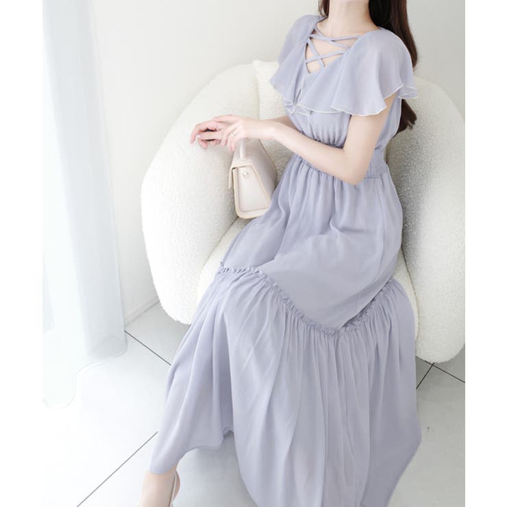 【mily bilet】今季上品に大活躍♪クロスデザイン楊柳使いフリル襟ワンピー… | Classical Elf  | 詳細画像29 