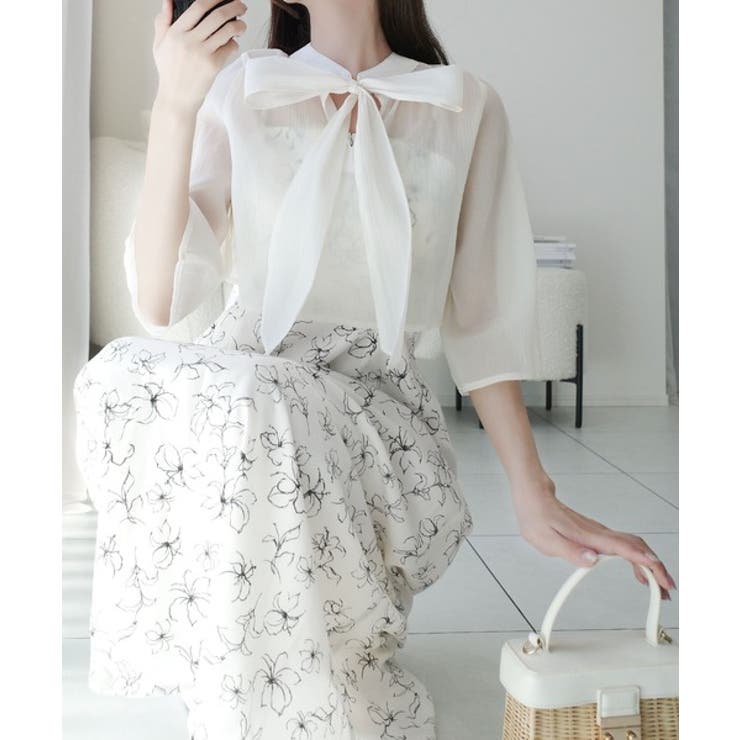 アイボリー | 【mily bilet】透け感コーデ でつくる、映えガーリー。前後2WAY花柄シ… | Classical Elf 