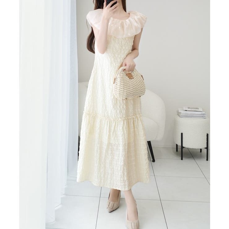 【mily bilet】甘さと気品を一枚に。ビッグオーガンジーケープ付きオフショ… | Classical Elf  | 詳細画像2 