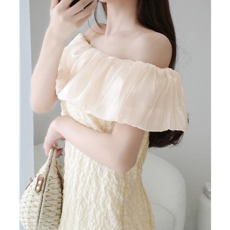 【mily bilet】甘さと気品を一枚に。ビッグオーガンジーケープ付きオフショ… | Classical Elf  | 詳細画像5 