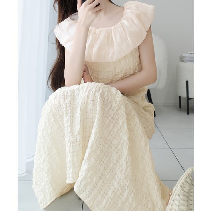 【mily bilet】甘さと気品を一枚に。ビッグオーガンジーケープ付きオフショ… | Classical Elf  | 詳細画像7 