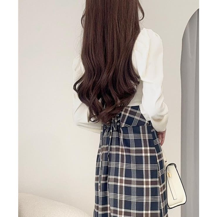 愛され要素がぎゅっと盛り♪シャツ襟チェックアシメフリルドッキングロングワンピース… | Classical Elf  | 詳細画像15 