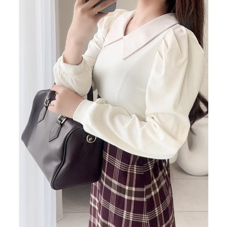 愛され要素がぎゅっと盛り♪シャツ襟チェックアシメフリルドッキングロングワンピース… | Classical Elf  | 詳細画像17 