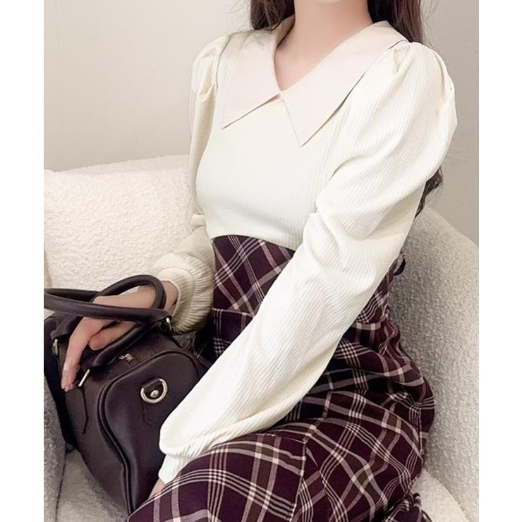 愛され要素がぎゅっと盛り♪シャツ襟チェックアシメフリルドッキングロングワンピース… | Classical Elf  | 詳細画像19 