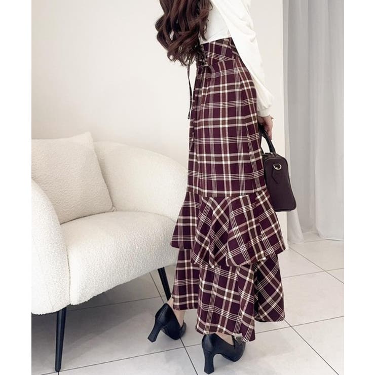 愛され要素がぎゅっと盛り♪シャツ襟チェックアシメフリルドッキングロングワンピース… | Classical Elf  | 詳細画像23 