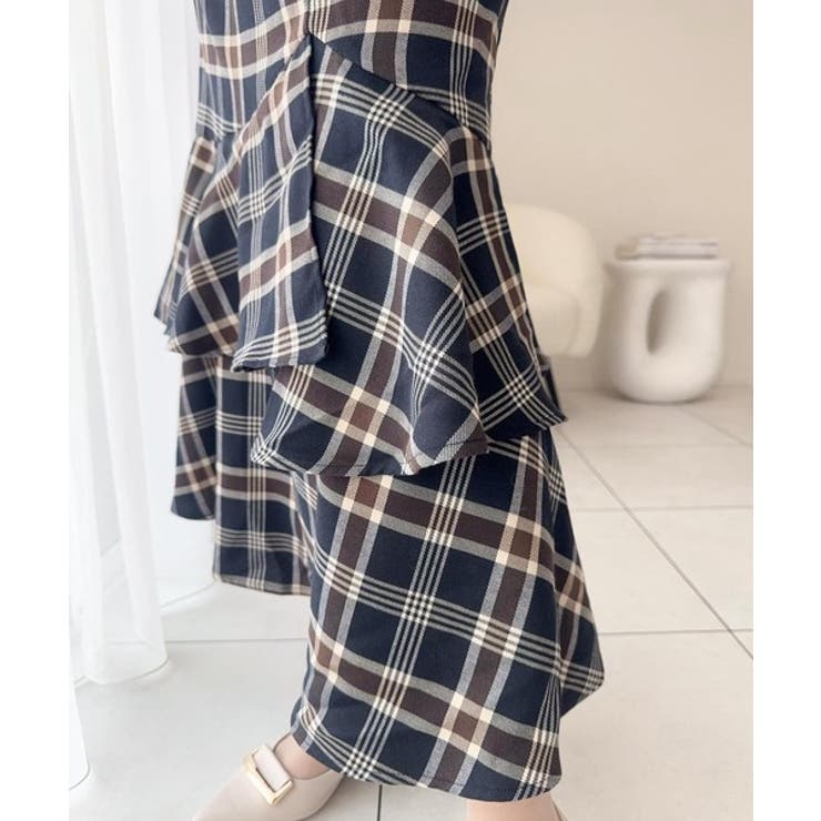 愛され要素がぎゅっと盛り♪シャツ襟チェックアシメフリルドッキングロングワンピース… | Classical Elf  | 詳細画像26 