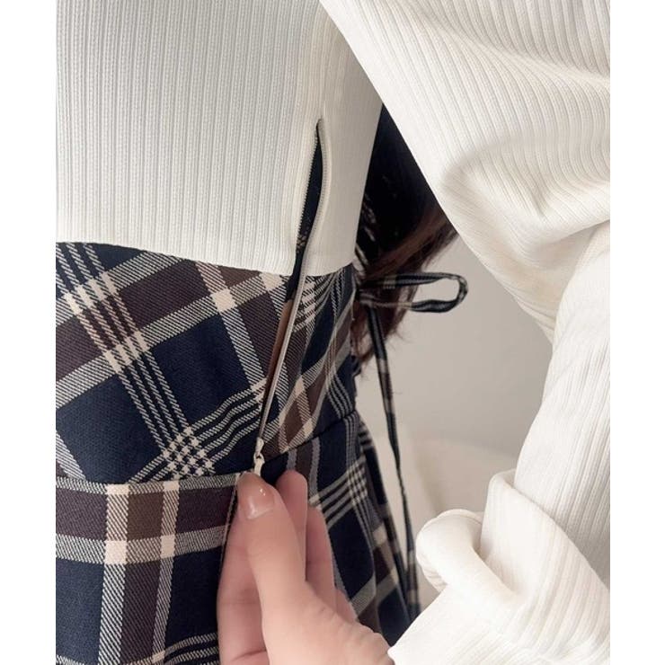 愛され要素がぎゅっと盛り♪シャツ襟チェックアシメフリルドッキングロングワンピース… | Classical Elf  | 詳細画像28 