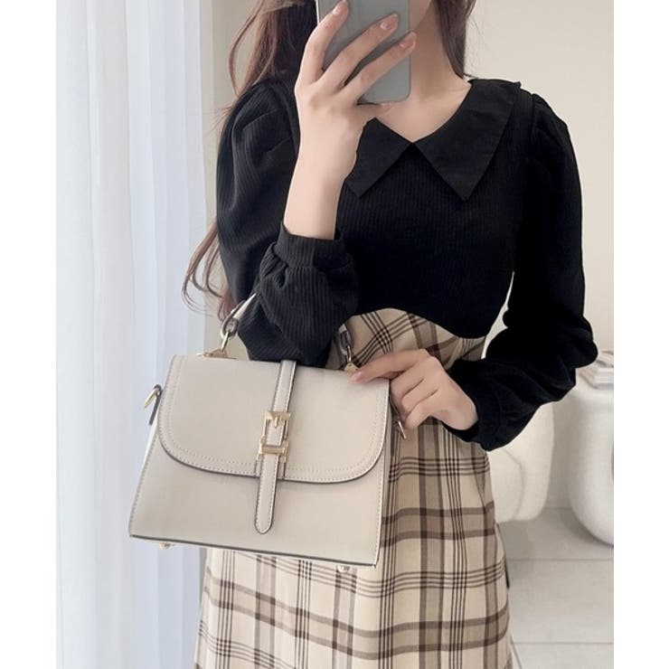 愛され要素がぎゅっと盛り♪シャツ襟チェックアシメフリルドッキングロングワンピース… | Classical Elf  | 詳細画像4 