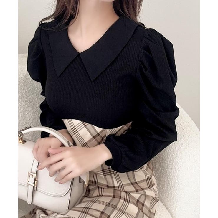 愛され要素がぎゅっと盛り♪シャツ襟チェックアシメフリルドッキングロングワンピース… | Classical Elf  | 詳細画像6 