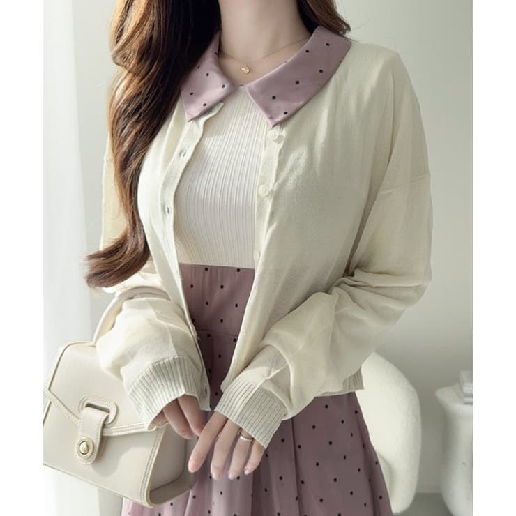 清楚見えする切り替え配色フレア袖ドッキングワンピース | Classical Elf  | 詳細画像22 