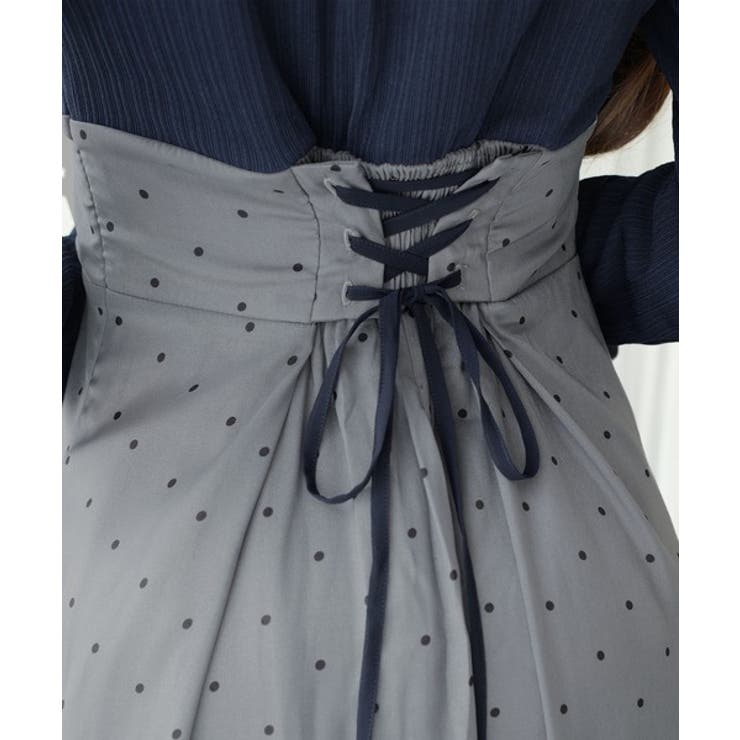 清楚見えする切り替え配色フレア袖ドッキングワンピース | Classical Elf  | 詳細画像24 