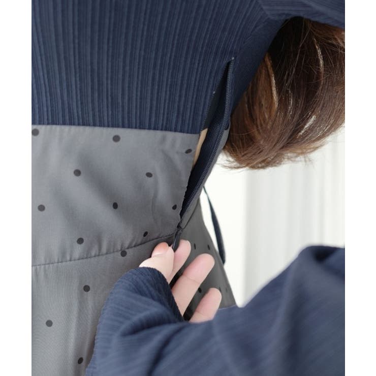 清楚見えする切り替え配色フレア袖ドッキングワンピース | Classical Elf  | 詳細画像25 