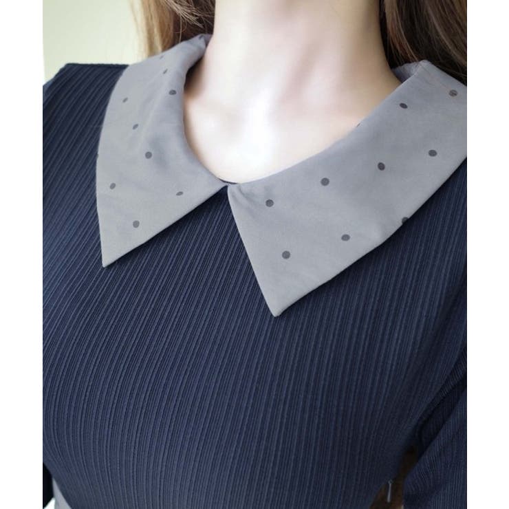 清楚見えする切り替え配色フレア袖ドッキングワンピース | Classical Elf  | 詳細画像27 