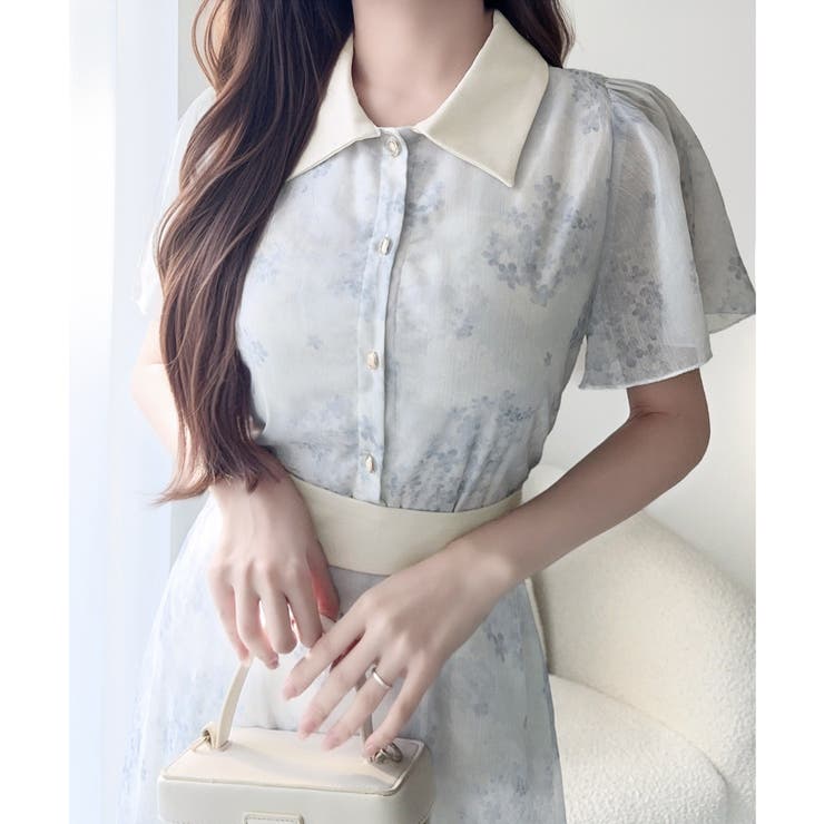 ブルー | 【mily bilet】夏を涼む相棒ワンピ♪水彩フラワーが上品。シアーフローラル… | Classical Elf 