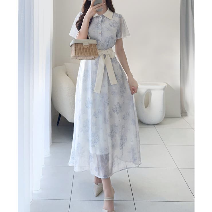 【mily bilet】夏を涼む相棒ワンピ♪水彩フラワーが上品。シアーフローラル… | Classical Elf  | 詳細画像4 
