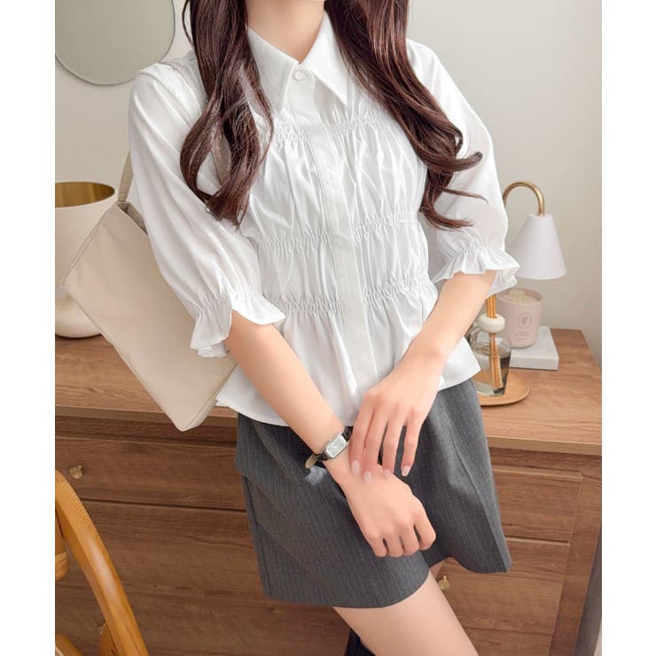 【mily bilet】甘さと上品さを兼ね備えた大人ガーリーな一枚♪ 配色襟シャ… | Classical Elf  | 詳細画像8 