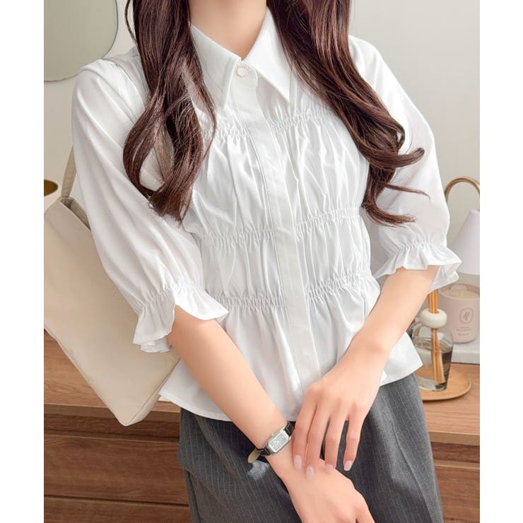 【mily bilet】甘さと上品さを兼ね備えた大人ガーリーな一枚♪ 配色襟シャ… | Classical Elf  | 詳細画像3 