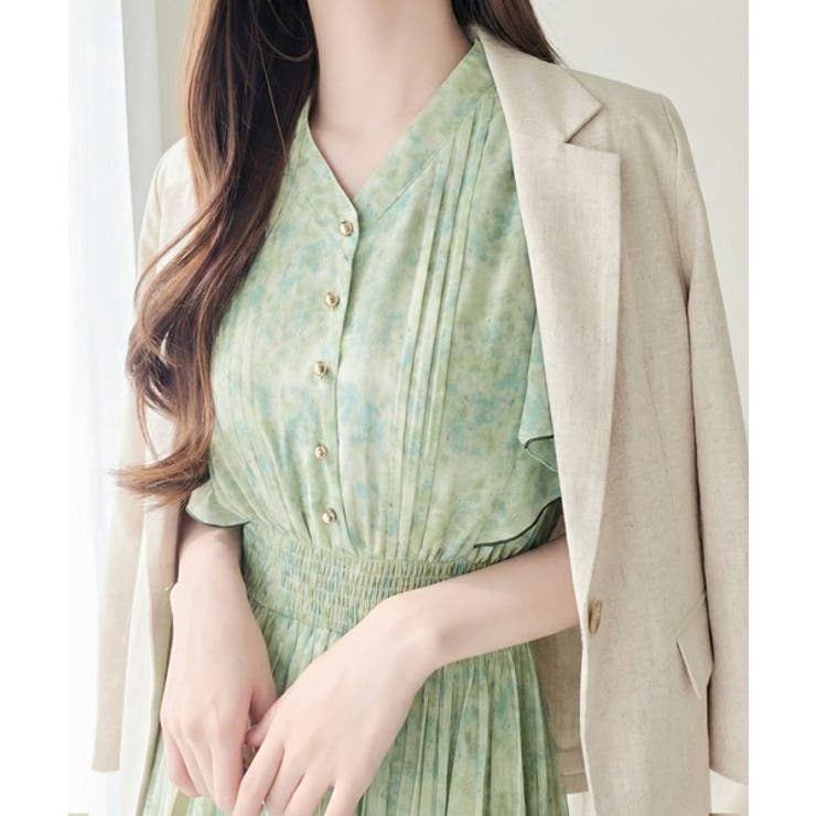 【mily bilet】水彩調の花柄が目を惹く、大人の袖フリルプリーツワンピース… | Classical Elf  | 詳細画像10 