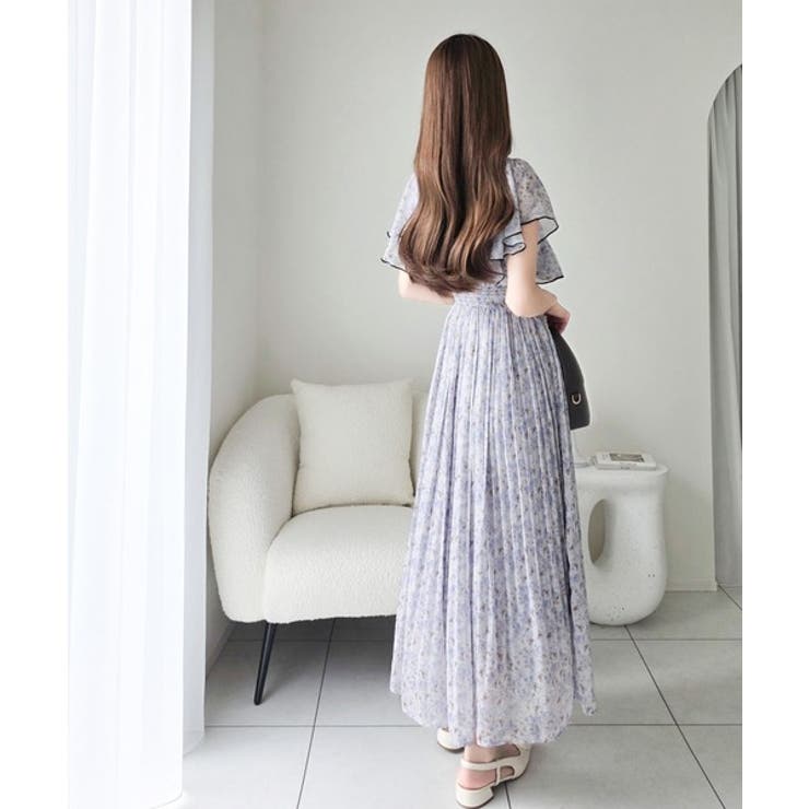 【mily bilet】水彩調の花柄が目を惹く、大人の袖フリルプリーツワンピース… | Classical Elf  | 詳細画像19 