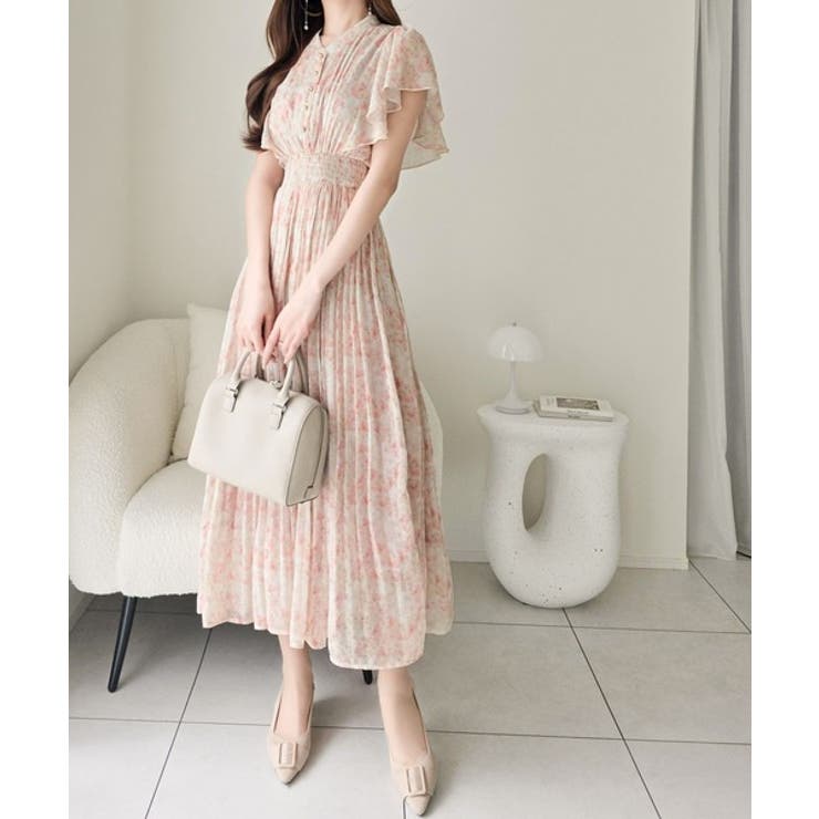 【mily bilet】水彩調の花柄が目を惹く、大人の袖フリルプリーツワンピース… | Classical Elf  | 詳細画像24 