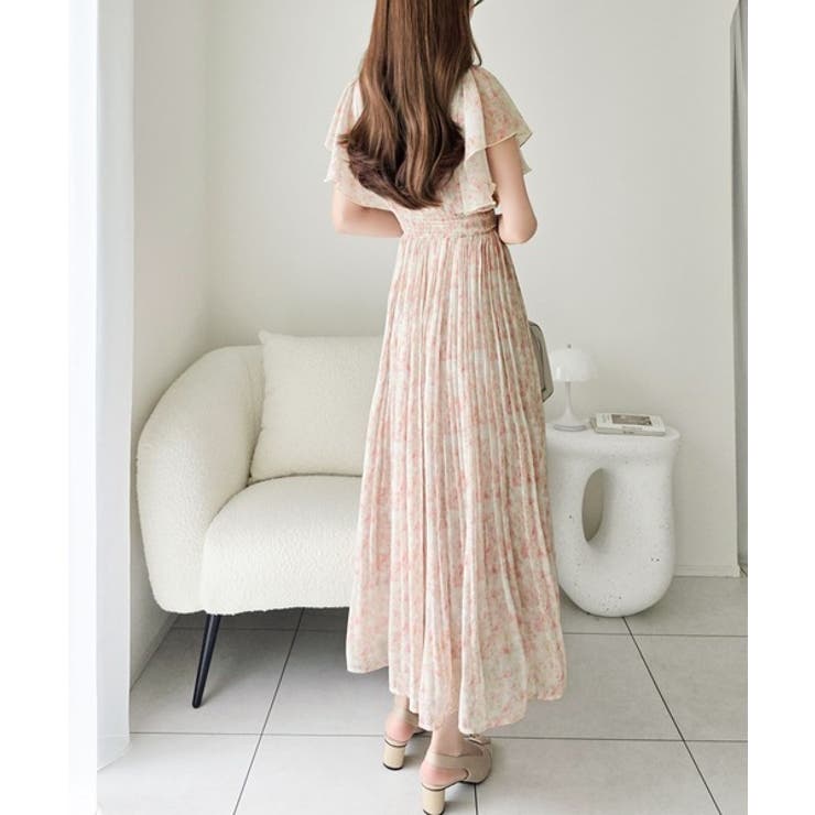 【mily bilet】水彩調の花柄が目を惹く、大人の袖フリルプリーツワンピース… | Classical Elf  | 詳細画像28 
