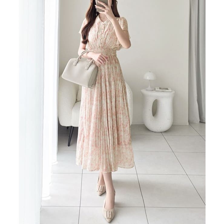 【mily bilet】水彩調の花柄が目を惹く、大人の袖フリルプリーツワンピース… | Classical Elf  | 詳細画像30 