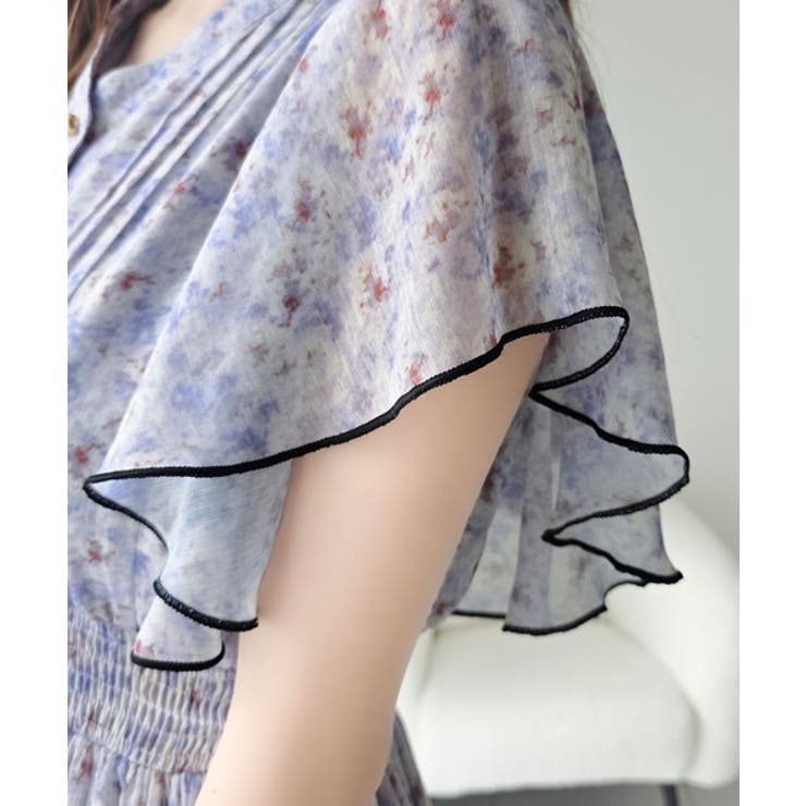 【mily bilet】水彩調の花柄が目を惹く、大人の袖フリルプリーツワンピース… | Classical Elf  | 詳細画像34 
