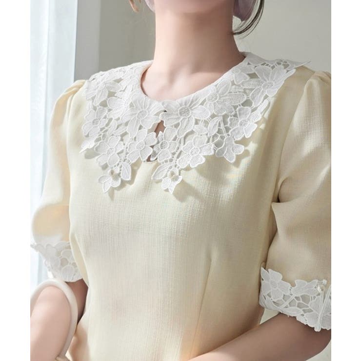 【mily bilet】贅沢な花柄レースが導く、大人の気品。襟配色レースリネンラ… | Classical Elf  | 詳細画像6 