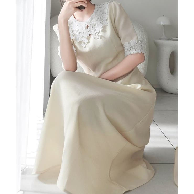 【mily bilet】贅沢な花柄レースが導く、大人の気品。襟配色レースリネンラ… | Classical Elf  | 詳細画像3 