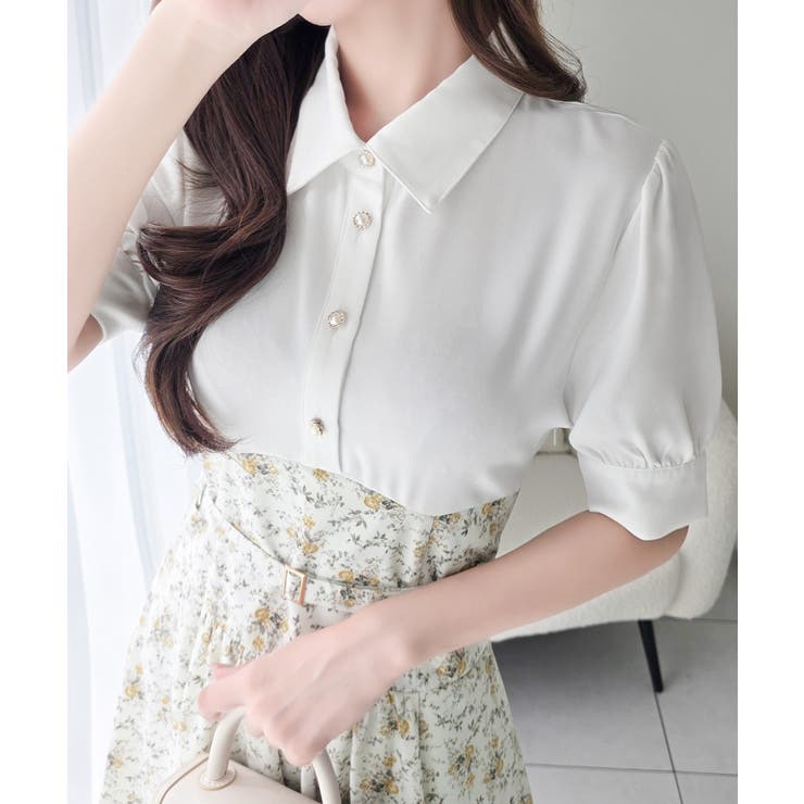 アイボリー | 【mily bilet】“似合うね”がもらえる、愛されシルエット。無地シャツ×花… | Classical Elf 