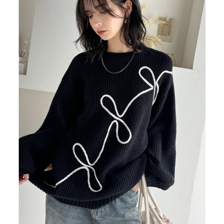 yori ヨリ　コットン刺繍カラーニット yori コットン刺繍カラーニット yori コットン刺繍カラーニット