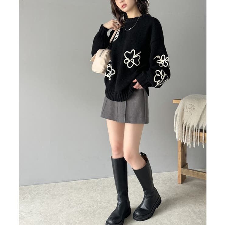【mily bilet】秋冬のあったかニット。ウールライクフラワーコード刺繍ニットプルオーバーニット 楽天市場】【mily bilet】 トップス ニット レディース ウール