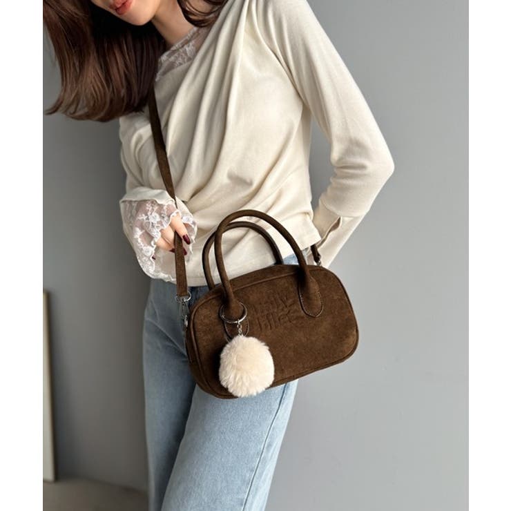 甘い見た目で実力派♪エンボスロゴスウェードライクミニボストンバッグ | Classical Elf  | 詳細画像22 