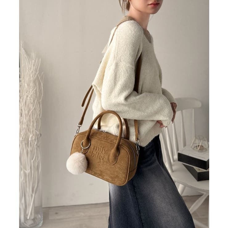 甘い見た目で実力派♪エンボスロゴスウェードライクミニボストンバッグ | Classical Elf  | 詳細画像36 