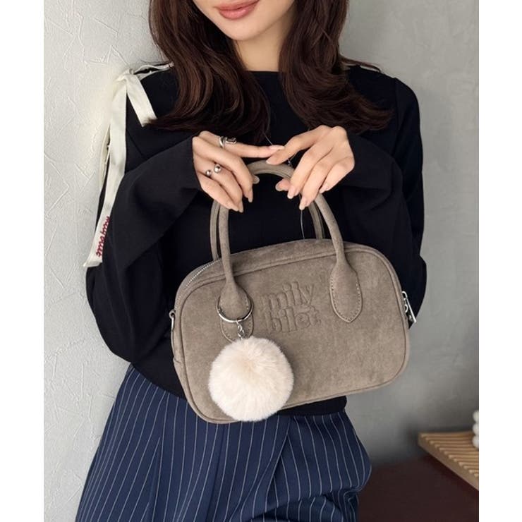 甘い見た目で実力派♪エンボスロゴスウェードライクミニボストンバッグ | Classical Elf  | 詳細画像1 