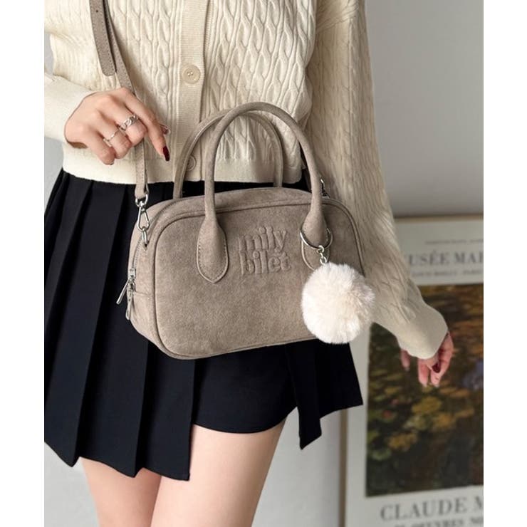 甘い見た目で実力派♪エンボスロゴスウェードライクミニボストンバッグ | Classical Elf  | 詳細画像3 